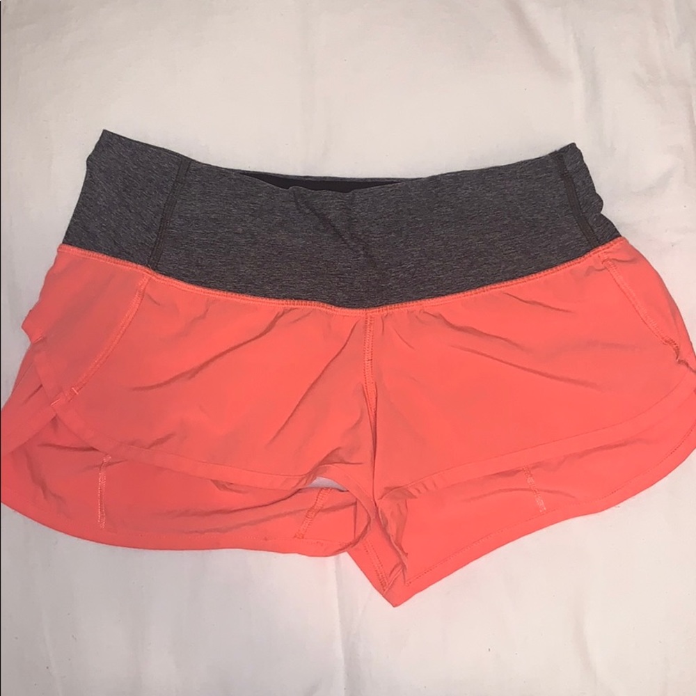 lululemon Neon Coral Speed Up Short